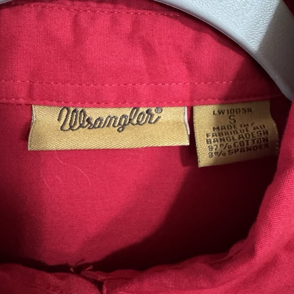 Y2K Wrangler Western Rhinestone‎ Snap Shirt Women's Small Red Long Sleeve Yoke - Picture 8 of 16
